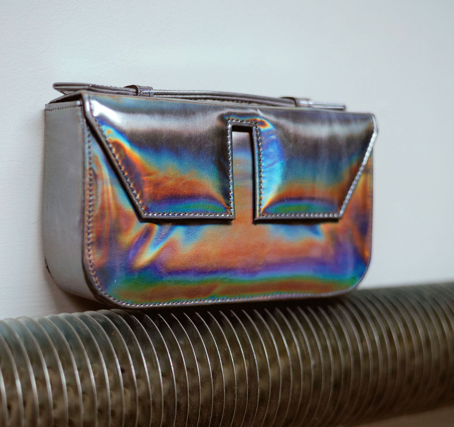 Long Split Flap Iridescent Handbag