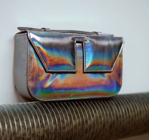 Long Split Flap Iridescent Handbag