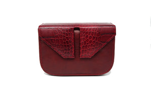 Mini Split Flap Burgundy Handbag