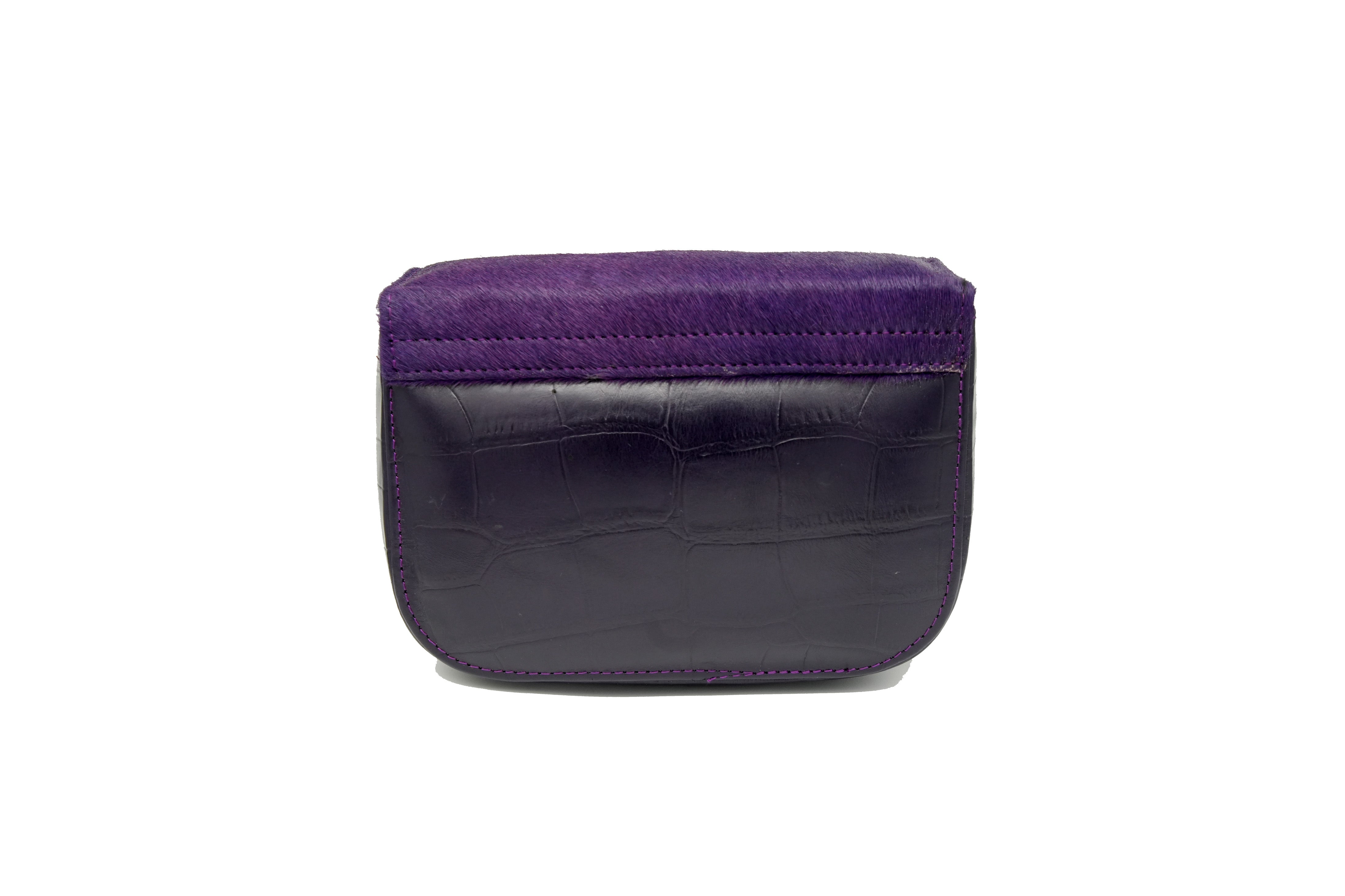 Mini Split Flap Purple Leather Handbag