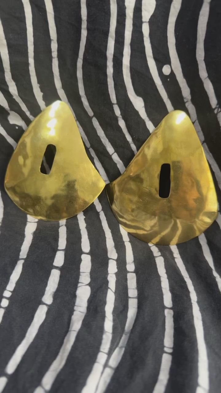 Brass Oversized Triangle CutOut Earrings